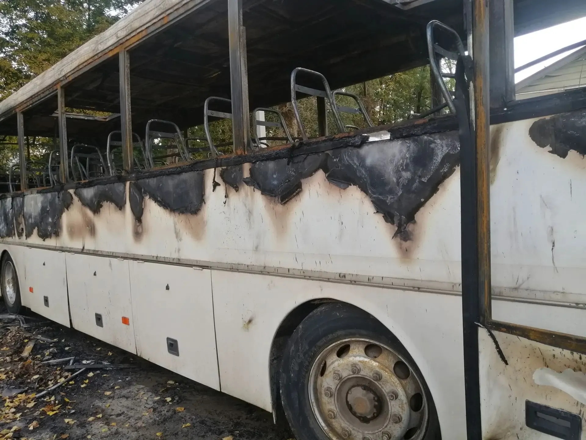 В Щёкино сгорел автобус