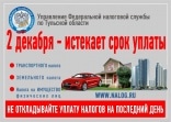 2 декабря истекает срок уплаты налогов