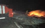 На трассе М-4 при пожаре в автоприцепе пострадала женщина